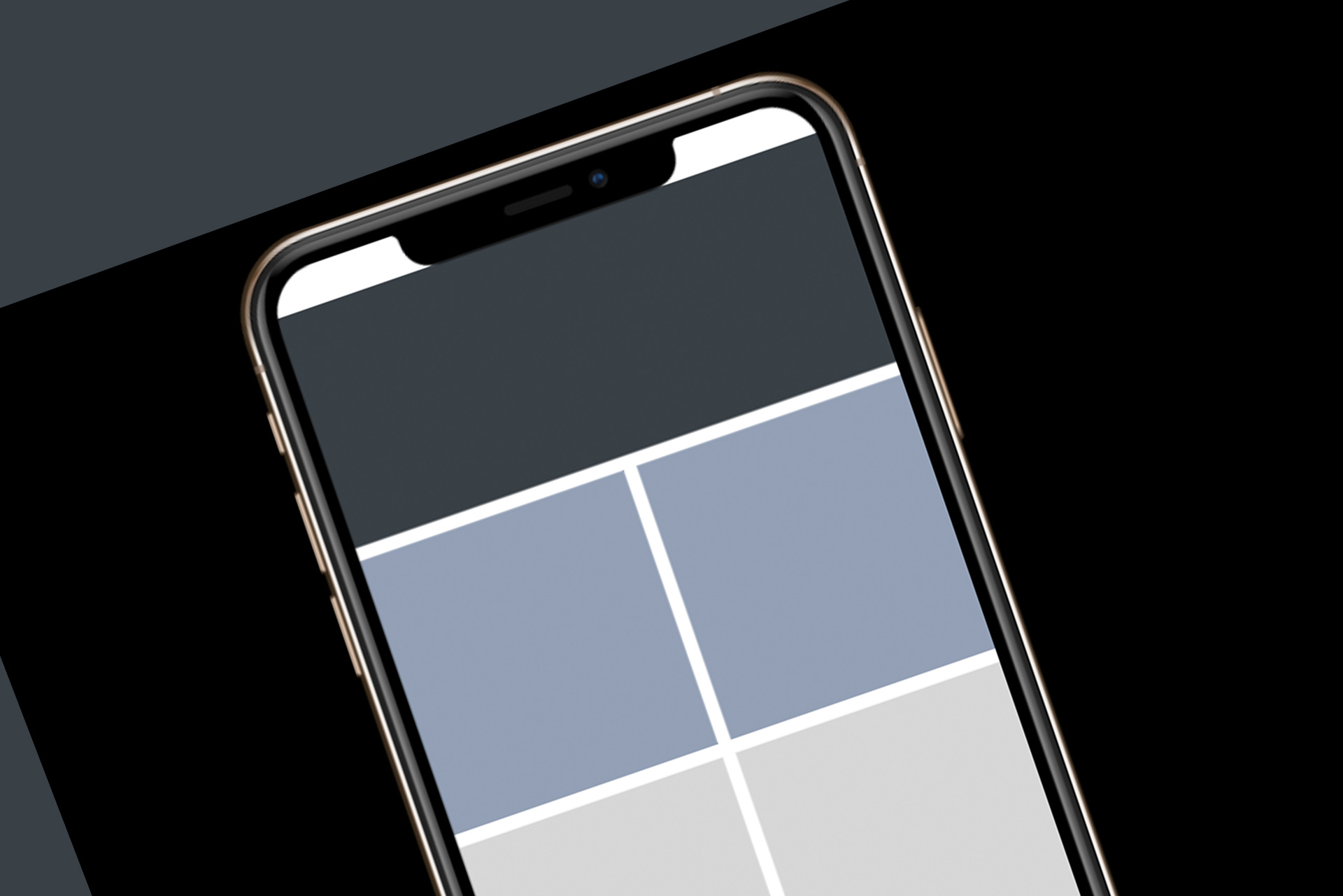 Website mobile wireframes displayed within a mobile phone